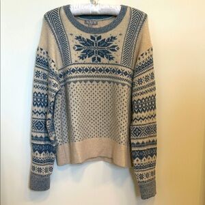 J. Crew Nordic Beige and Navy Sweater